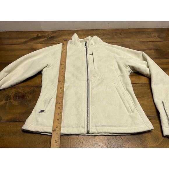 The North Face Apex Jacket Small Beige Faux Leather Full Zip Fleece Logo - Picture 9 of 16